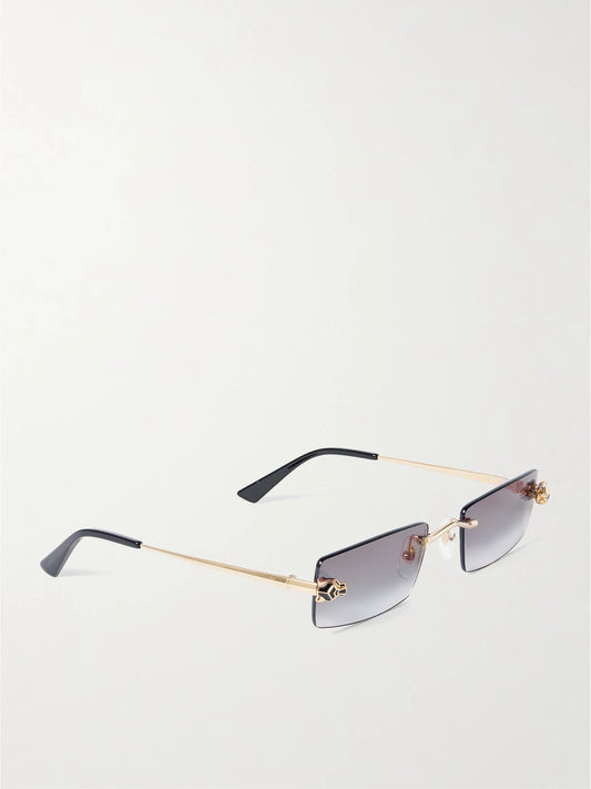 Panthère Classic Rimless Rectangle-frame Gold-tone Sunglasses