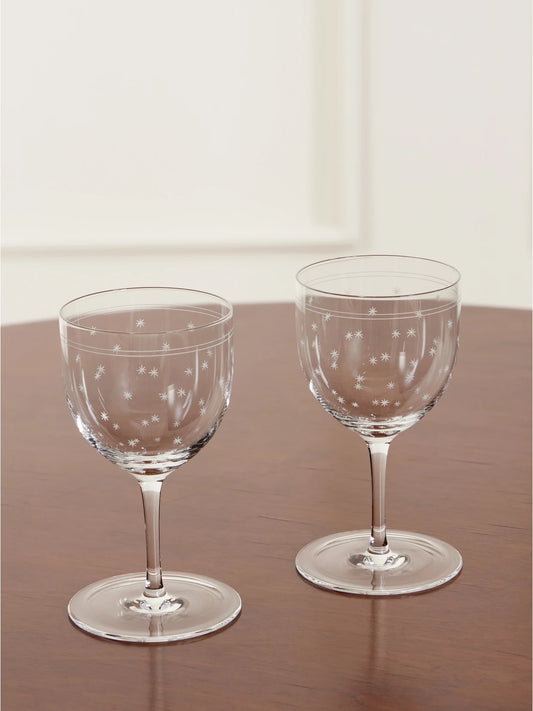 Rothschild Stars Set Of Two Crystal Wine Glasses