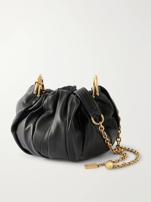 Pleated Leather Shoulder Bag