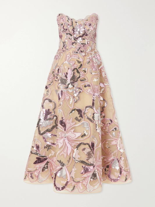 Elie Saab Sequin-embellished Tulle Gown