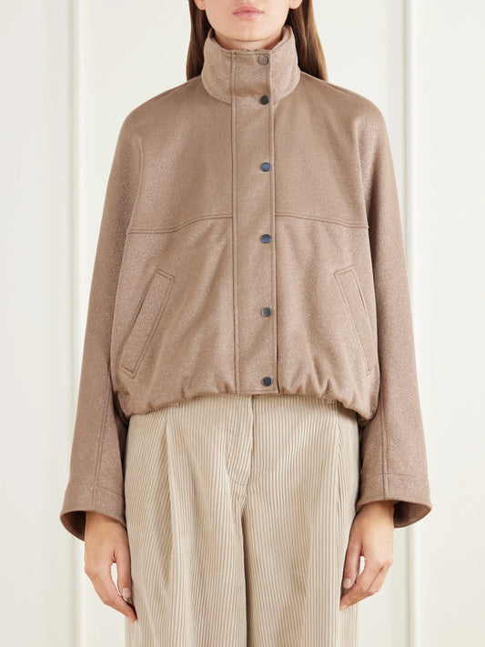 Brunello Cucinelli Paneled Gathered Cotton-blend Twill Jacket