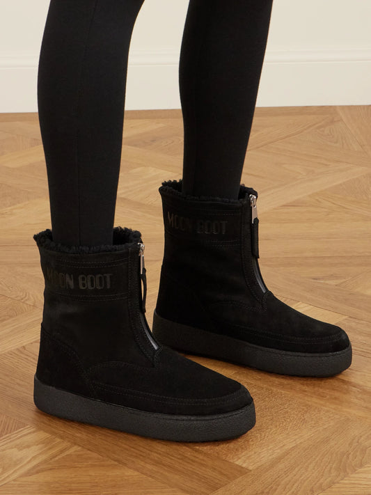 Moon Boot Lara Suede And Shearling Ankle Boots