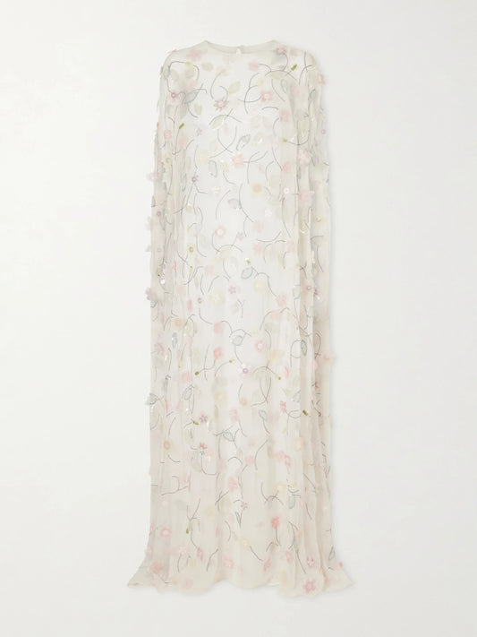 Embroidered Sequin-detailed Recycled Chiffon Gown