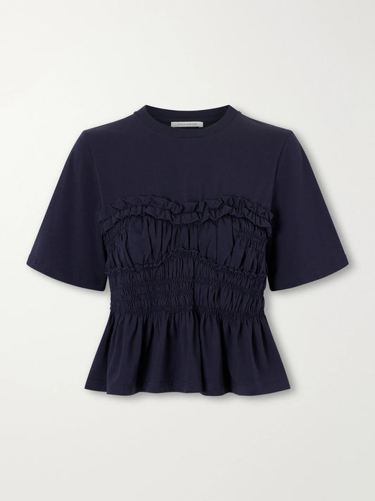 Cecilie Bahnsen Vilde Gathered Cotton-stretch Jersey T-shirt