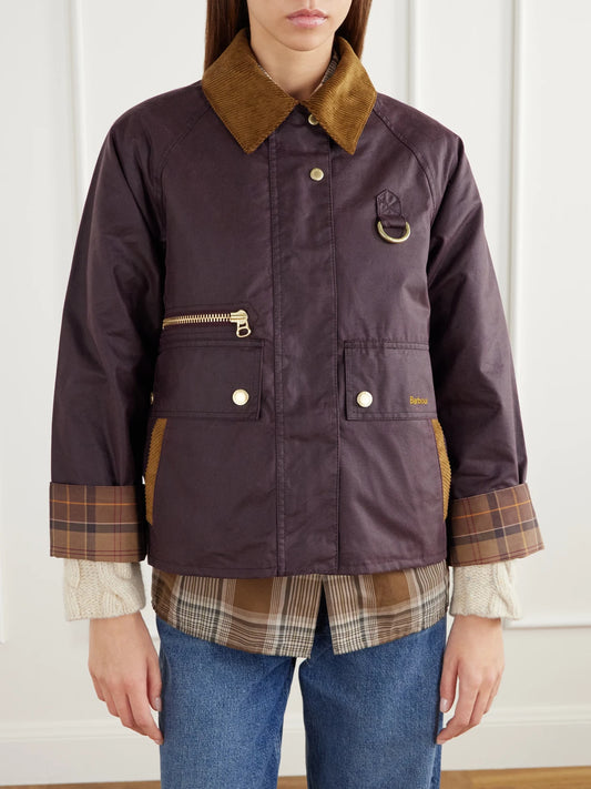 Barbour Cottingham Corduroy-trimmed Waxed Cotton-canvas Jacket