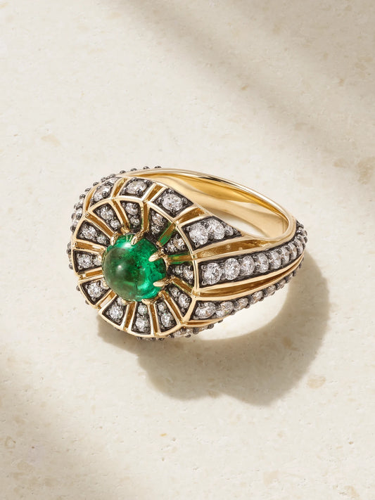 Aurora 14-karat Recycled Gold, Diamond And Emerald Ring