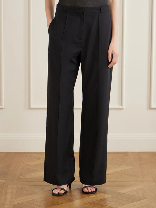 Pleated Pinstriped Woven Wide-leg Pants
