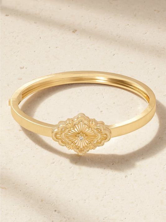 Opera Tulle 18-karat Gold, Mother-of-pearl And Diamond Bangle
