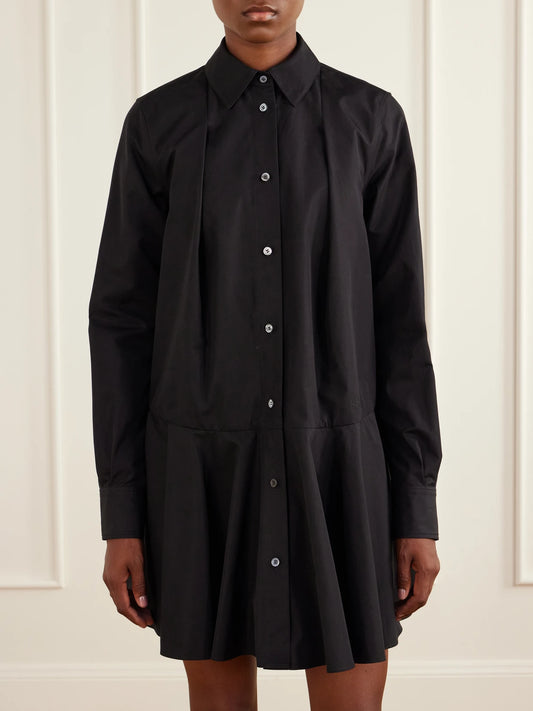 LOEWE Pleated Cotton-poplin Mini Dress