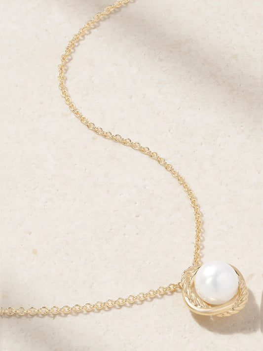 Infinity 18-karat Gold Pearl Necklace