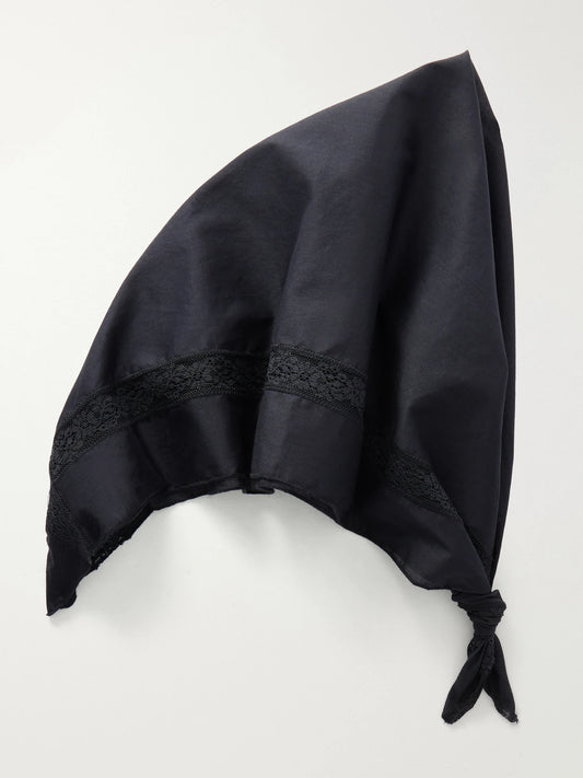 + Da Adolfo Sunny Lace-trimmed Cotton Headscarf
