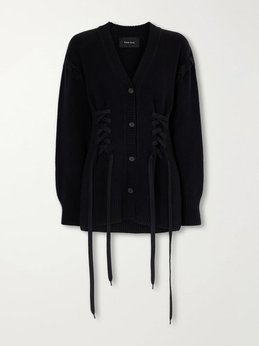 Simone Rocha Sculpted Corset Merino Wool Cardigan