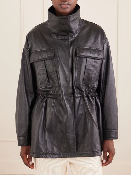 RÓHE Sculptural Gathered Leather Jacket