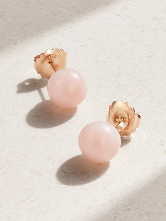 Large Gumball 18-karat Rose Gold Opal Earrings