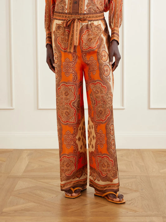 Mahon Printed Silk-satin Wide-leg Pants