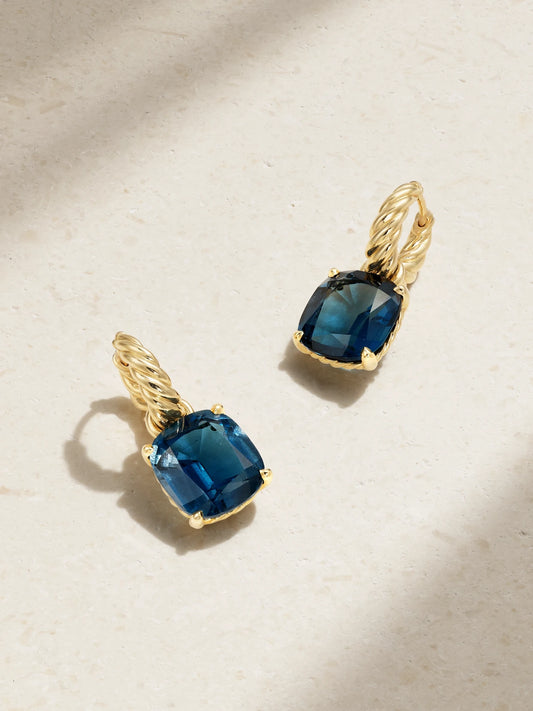 Marbella 18-karat Gold Topaz Hoop Earrings