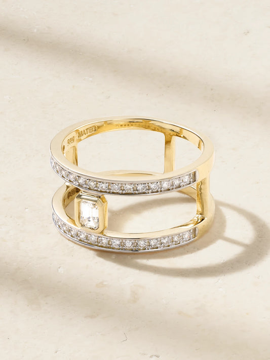 Le Double Barre 14-karat Gold Diamond Ring