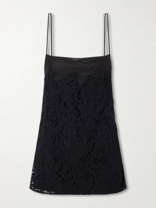 KHAITE Neema Lace-trimmed Tencel Lyocell And Silk-blend Voile Tank