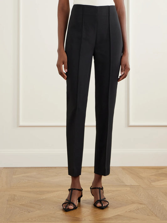RÓHE Pintucked Grain De Poudre Slim-fit Pants