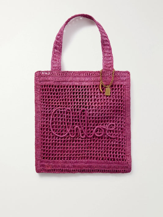 Summer Banana Embellished Crocheted Raffia Tote