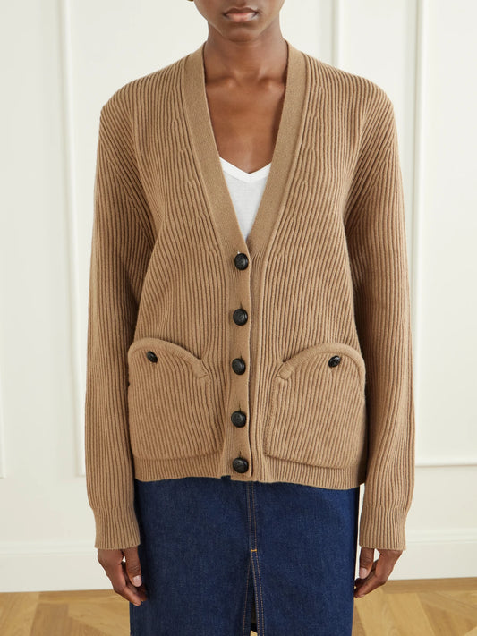BLAZÉ Milano Highland Uda Ribbed Wool And Cashmere-blend Cardigan