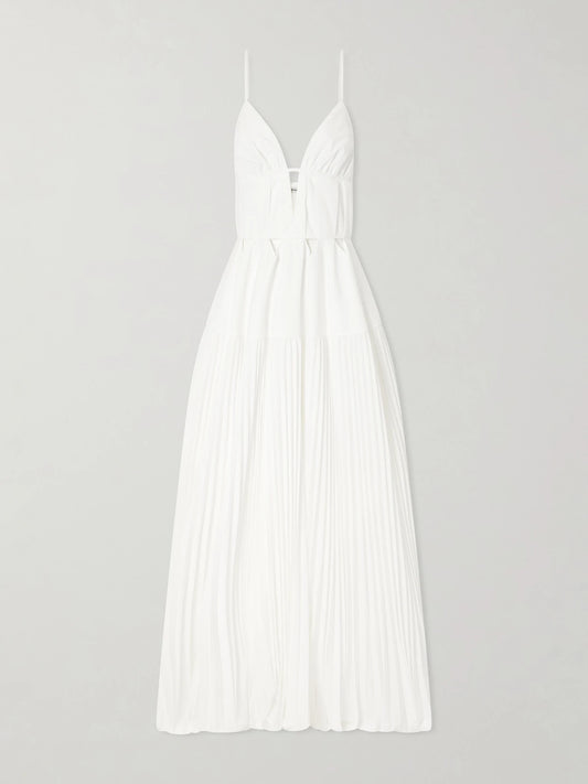 Selene Cut-out Pleated Poplin Maxi Dress