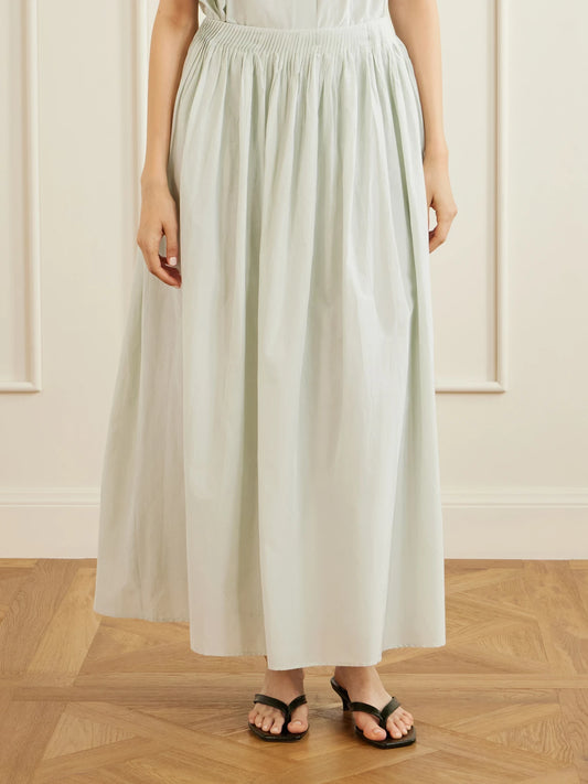 Naya Gathered Cotton And Silk-blend Maxi Skirt
