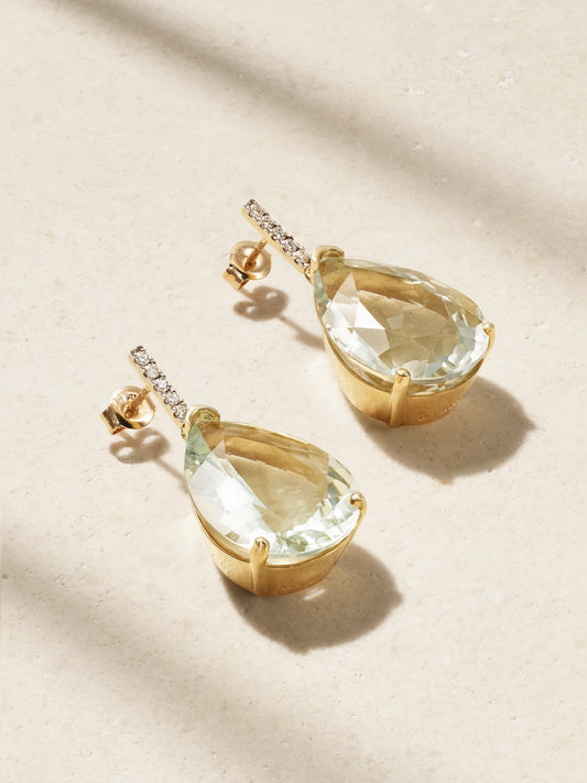 14-karat Gold, Amethyst And Diamond Earrings