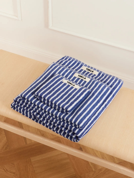 Set Of Three Striped Organic Cotton-terry Towels