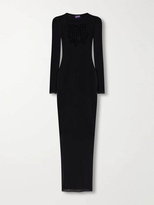 Jean Paul Gaultier Logo Embellished Mesh Maxi Dress
