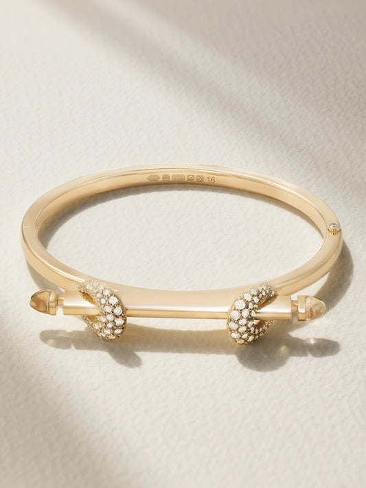 Chakra Icon 18-karat Gold, Diamond And Quartz Bangle