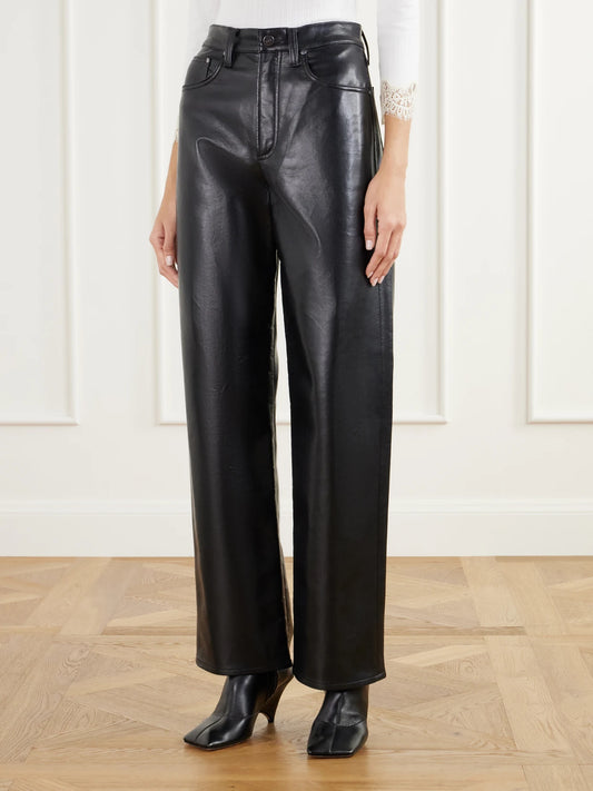 AGOLDE Verica Leather-blend High-rise Wide-leg Jeans