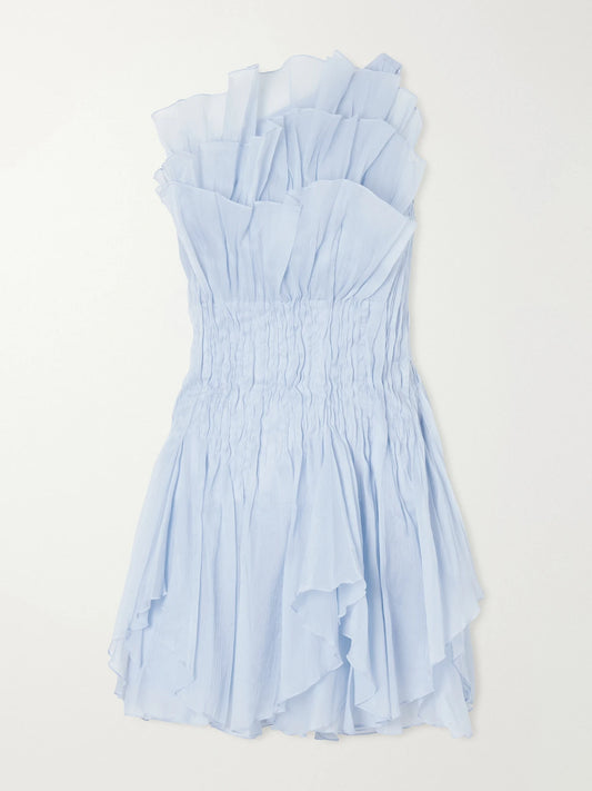 Nisha One-shoulder Organza Mini Dress