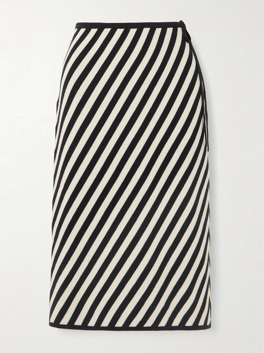 Darcy Striped Pima Cotton Midi Skirt