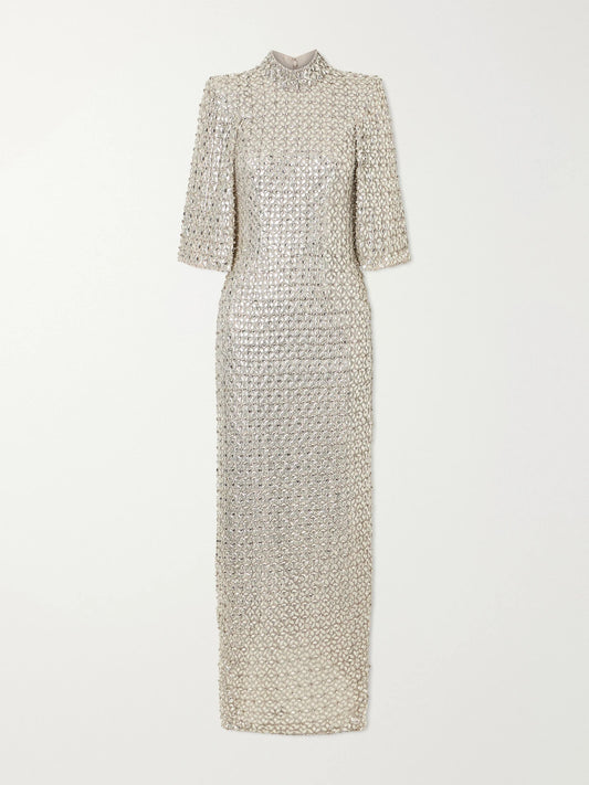 Jenny Packham Sedona Crystal-embellished Sequined Tulle Gown