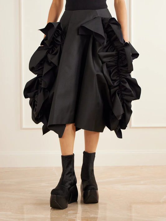 Comme des Garçons Ruffled Drill Midi Skirt