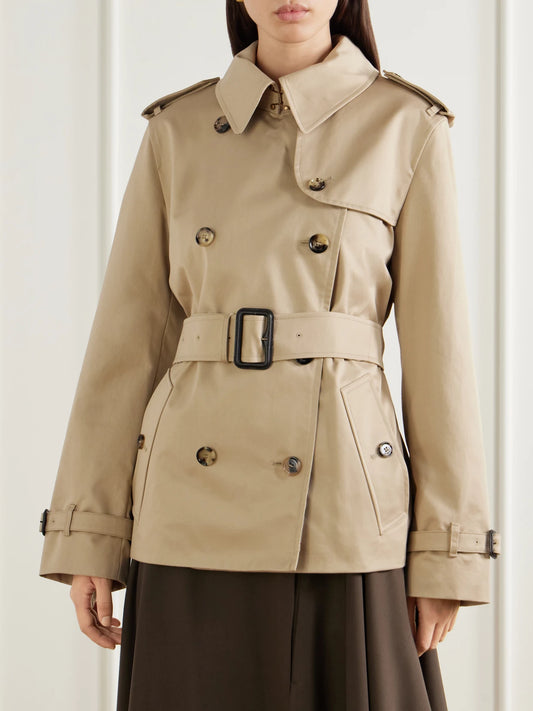 Burberry Double-breasted Belted Checked Cotton-gabardine Trench Coat