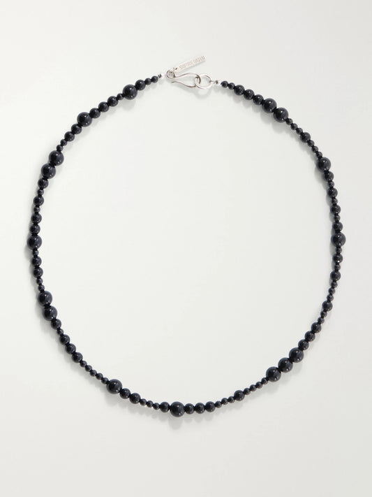 Constellation Sterling Silver And Onyx Beaded Necklace
