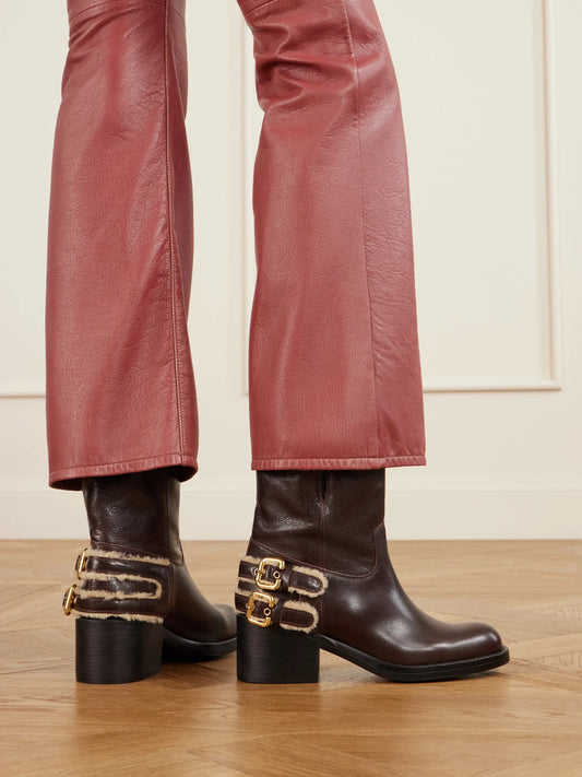 Dakota Buckled Shearling-trimmed Leather Ankle Boots