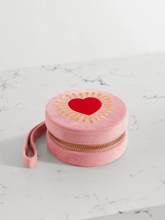 Sacred Heart Embroidered Velvet Jewelry Box