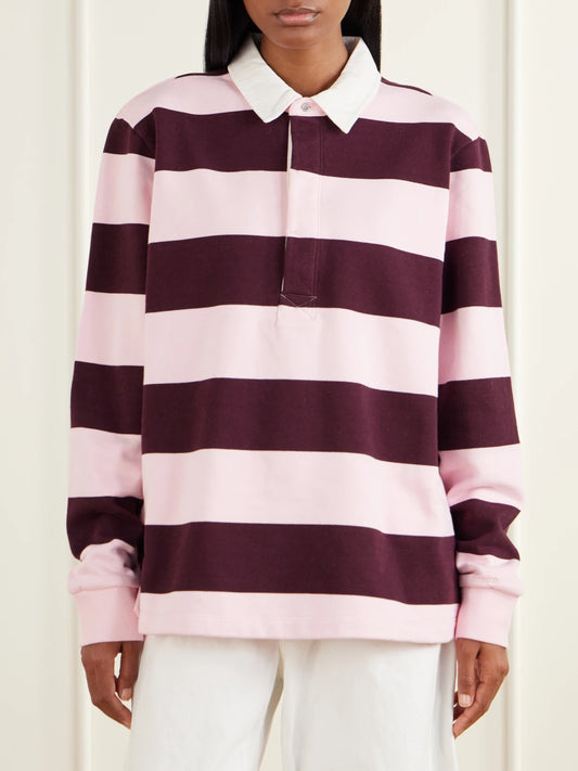 SKIMS Boyfriend Fleece Striped Cotton-jersey Polo Shirt