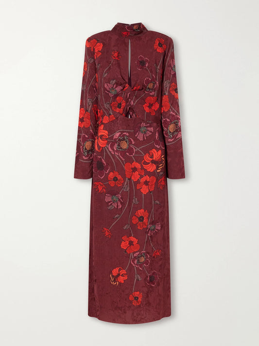 Johanna Ortiz In The Woods Cut-out Floral-print Jacquard Midi Dress