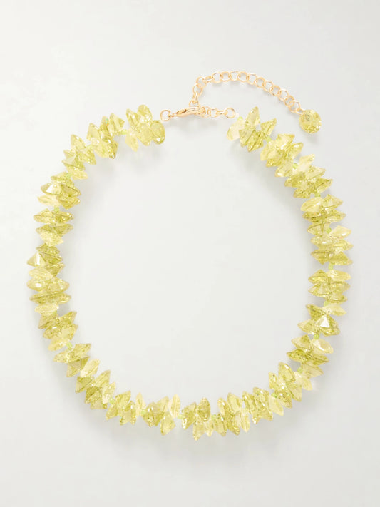 The Cubic Cluster Gold-tone Cubic Zirconia Beaded Necklace