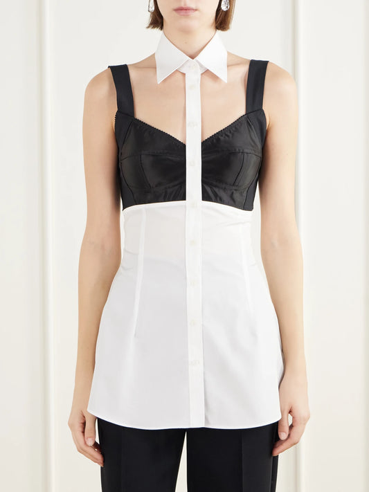 Dolce & Gabbana Deconstructed Cotton-poplin Halterneck Shirt