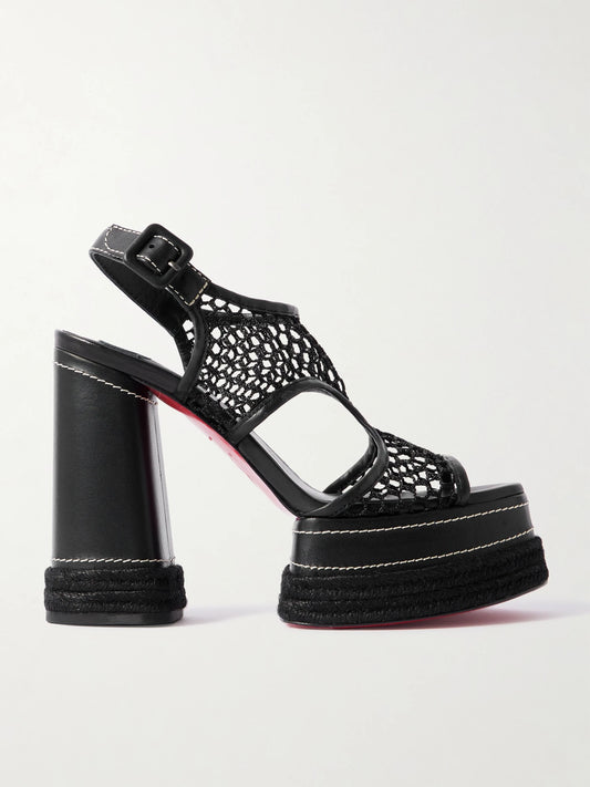 Almeja 130 Mesh And Leather Platform Sandals