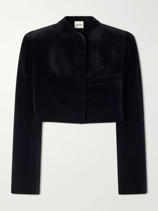 KHAITE Samo Cropped Velvet Cotton-blend Jacket