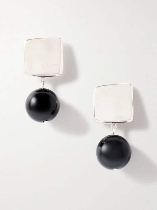Luca Recycled Sterling Silver Onyx Earrings