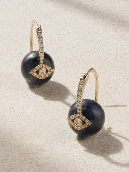 Evil Eye 14-karat Gold, Sapphire And Diamond Earrings