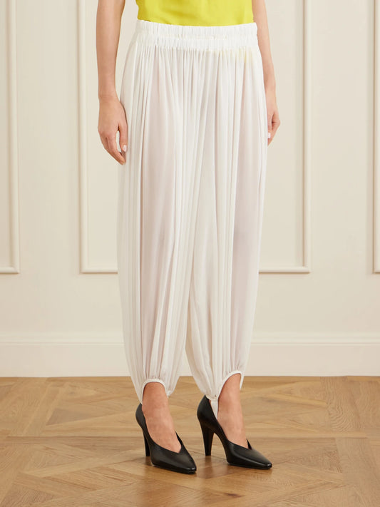 Shirred Silk-blend Georgette Balloon Pants