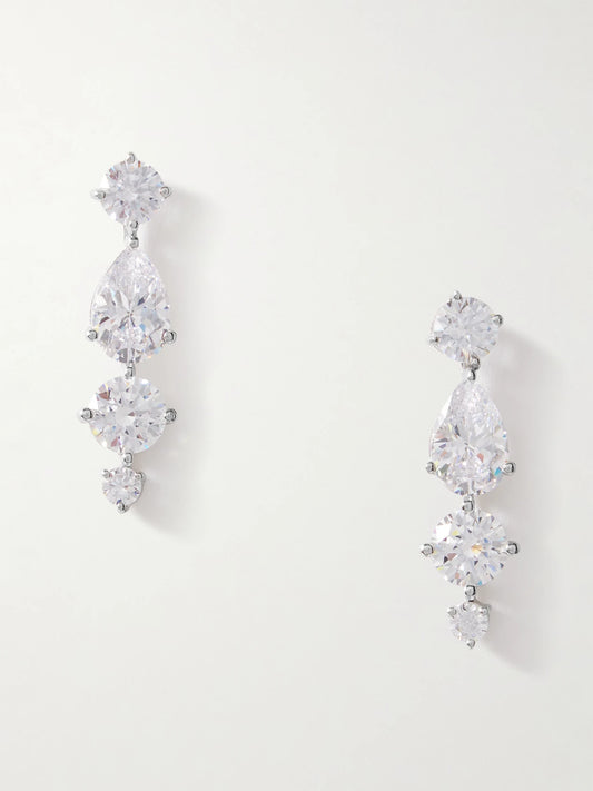Rhodium-plated Recycled Silver Cubic Zirconia Earrings